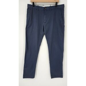 J. Crew Mens Flex‎ Slim Fit Pants 34 X 32 Navy Blue Twill Chino Cotton Preppy
